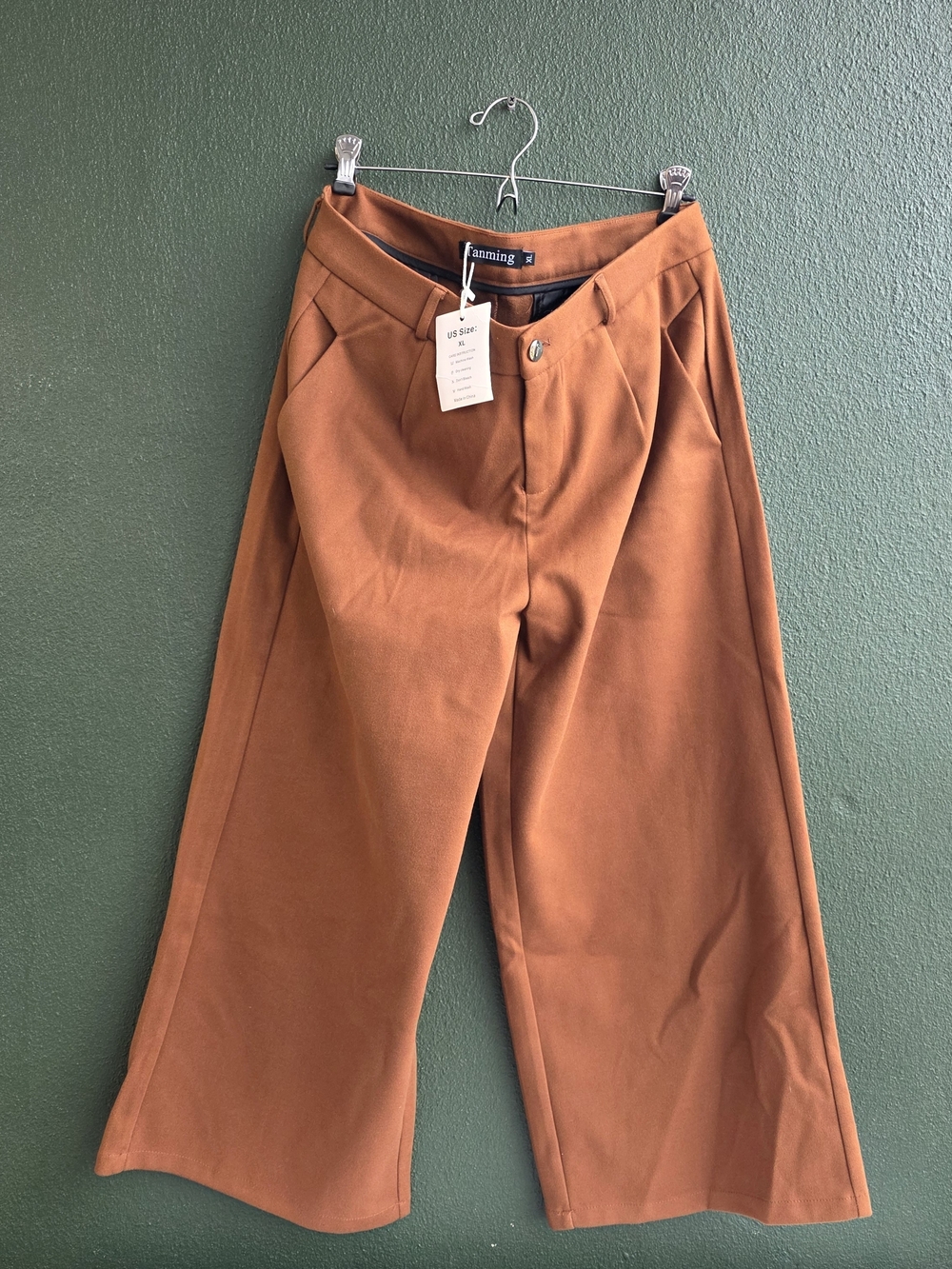 Fanning Rust Cropped Wide-Leg Pants Sz L/XL